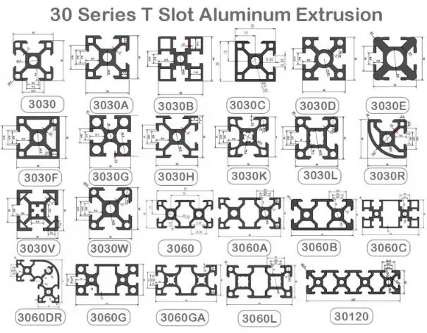 30 Series T-Slot Aluminum Profiles.